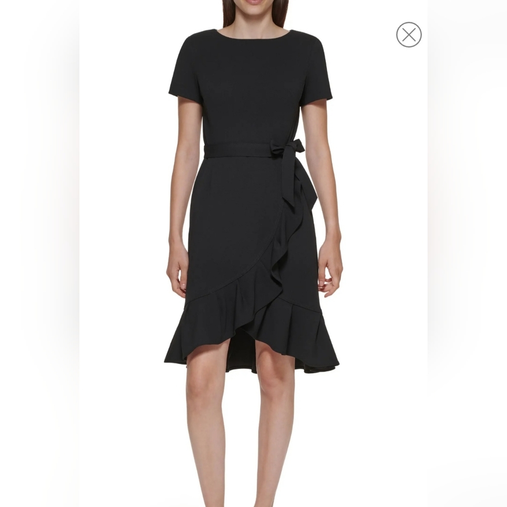 Calvin Klein ruffled tulip-hem crepe dress